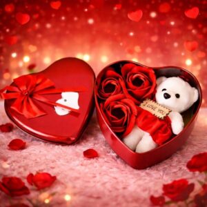 Upominek - miś z różami